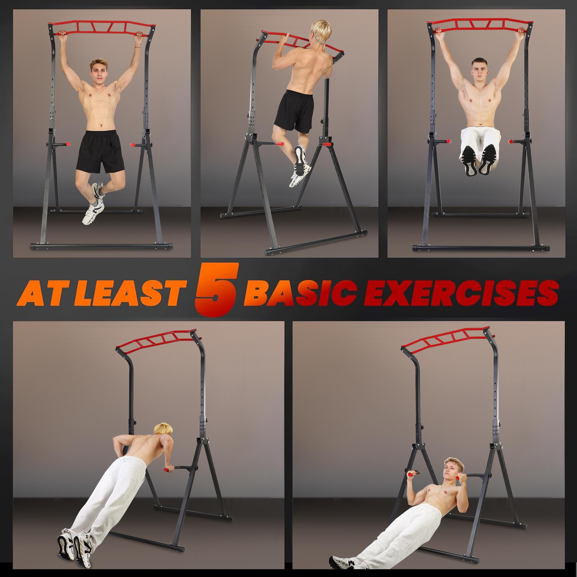 Multi-Function Foldable Pull Up Station Free Standing Dip Bar, Adjustable Height Power Tower, Heavy Duty Home Gym Strength Training Fitness Equipment Multi-Function Foldable Pull Up Station Free Standing Dip Bar, Adjustable Height Power Tower, Heavy Duty Home Gym Strength Training Fitness Equipment