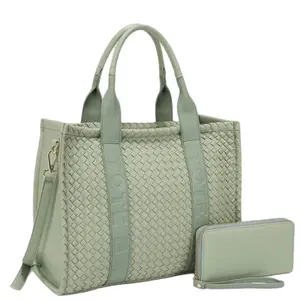 Large leather tote bags with matching wallet