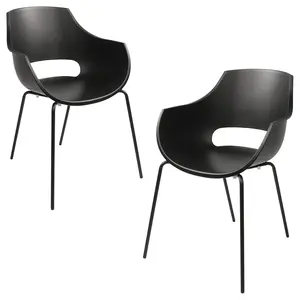Furnish Theory Stackable Dining Chairs For Indoor/Outdoor Use - Black Polypropylene & Steel