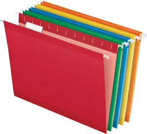 Pendaflex Hanging File Folders, 25 Pack, Letter Size (8.5" X 11"), Assorted Colors: Green, Blue, Red, Yellow, Orange, 5 Tab Positions, Reinforced, Includes Tabs and Inserts, Durable Hanging Files TOPS Products
