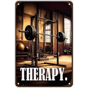 Fitness Therapy Gym Room Signs Vintage Fitness Room Wall Decoration For Home Workout Room Club Decor 8x12 Inch