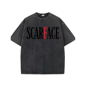 Scarface Movie Title Vintage Washed Graphic Short Sleeve T-Shirt Casual Top graphic t shirts