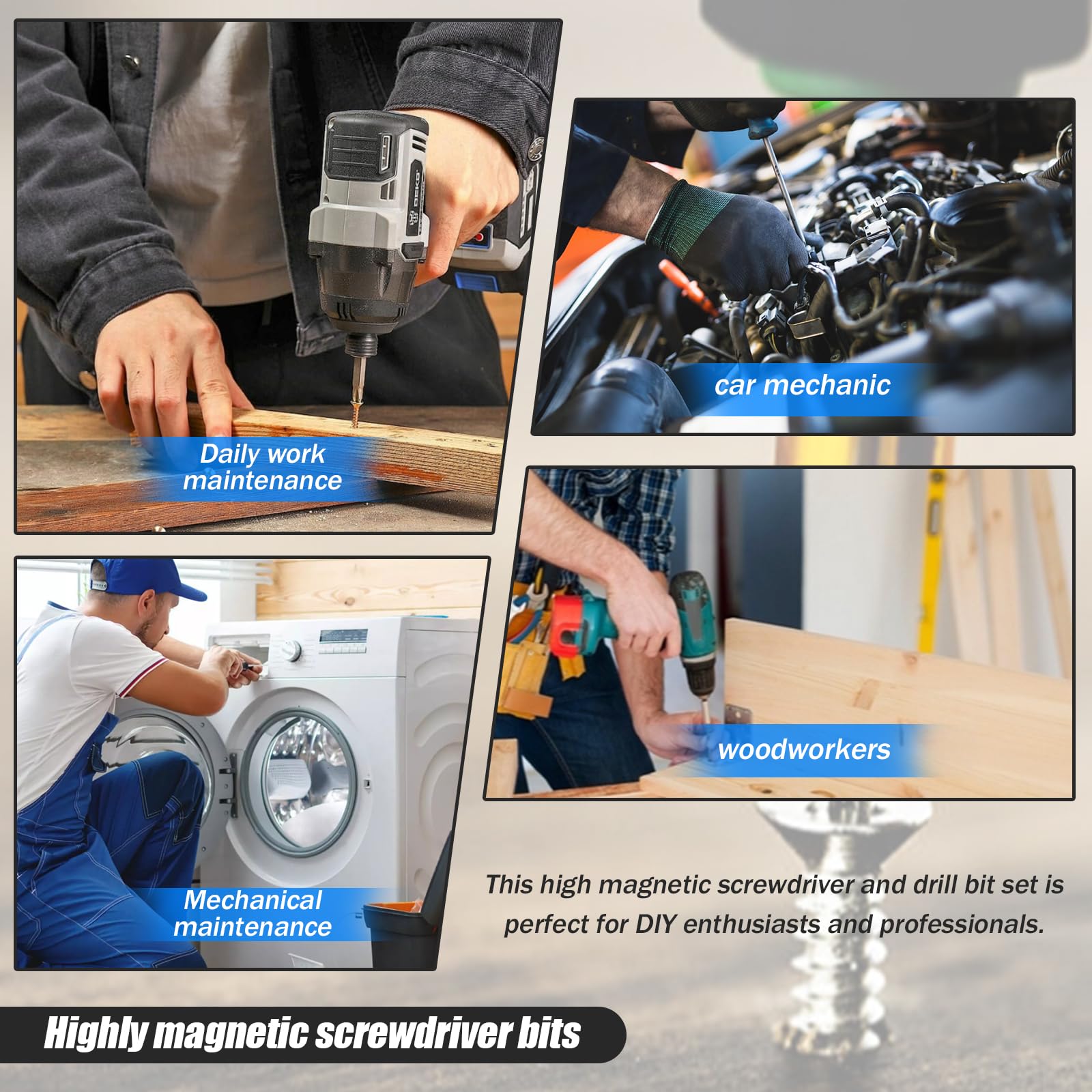 High-Magnetic Screwdriver Drill Bit Set, 2026 New k5 Impact Resistant Non Slip Bit, Anti Slip Screwdriver Bits for Dry Wall, Sheetrock