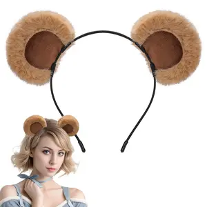 Cute Plush Bear Ears Headband for Makeup and Cleansing
