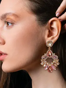 Light and Peach Colored Crystal Drop Earrings, Elegant Statement Fashion Earrings, Special Occasion Evening Jewelry, Prom Jewelry