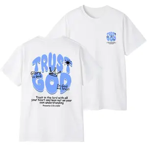 Trust God Christian T-Shirt – Proverbs 3:5-6 Bible Verse Graphic Tee, Faith-Based Streetwear Back Print Shirt, Inspirational Unisex Premium Cotton Top