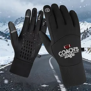 2026 New Style Warm Anti-Slip Gloves for Men & Women, Coach's Wife Football Print, Stylish & Cozy Winter Sports Essential