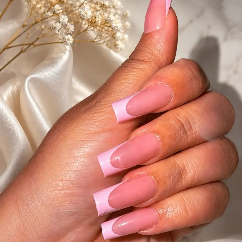 Pretty Glow Society Everyday Baddie Pink-on-Pink French Press-On Nails (60 Pieces + Matching Toes)