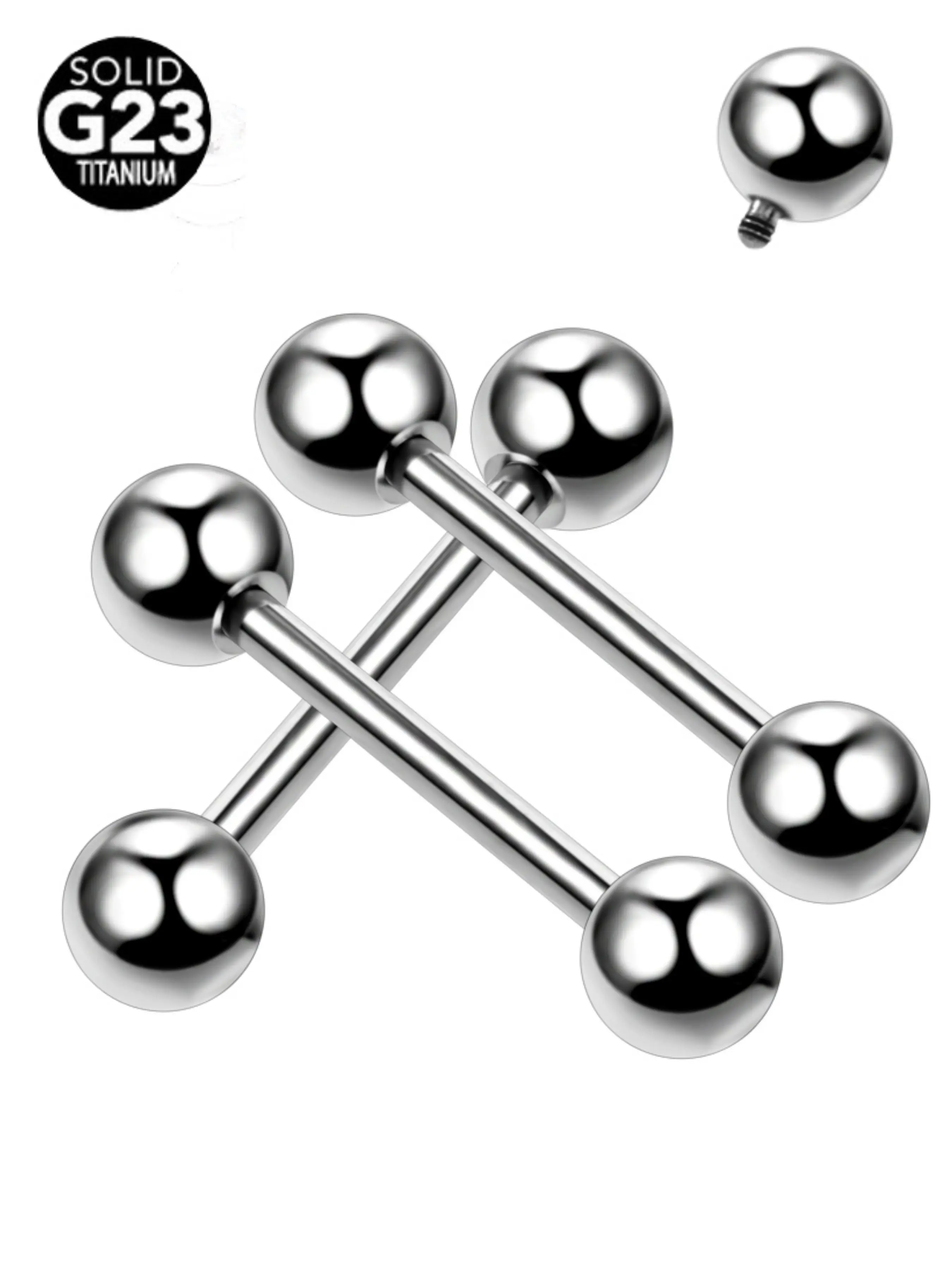 10pcs 14g G23 Titanium Internally Thread Tongue Ring Barbells, Body Piercing Jewelry for All Seasons, Punk Style Nipple Shield Earrings