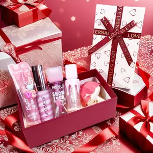 Love Valentine's Day Makeup Gift Box, Lip Care Dual Color Shimmer Mirror Lip Gloss, Creamy Pearl Lip Honey, Cute Mini Umbrella Moisturizing Lip Balm