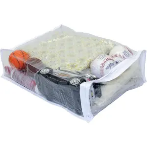 Set of 10 Clear Vinyl Zippered Sweater Clothing Storage Bags 11 x 15 x 4