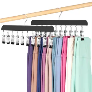 Legging Organizer for Closet, Pants Hangers with Clips, Hold 10 Leggings, Jeans, Hats, Shorts, Socks, 360° Rotating Space Saving, Yoga Pants Hangers