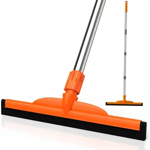 Floor squeegee for concrete floor 62 handle heavyduty squeegee broom household eva foam blade scrubber with adjustable pole squeegee cleaner for garage courtyard patio deck shower floor