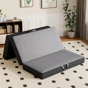 Tri Folding Mattress Twin Size - 6 Inch Foldable Mattress for Travel/RV/Camping/Guest Room/Yoga, 75"x38"x6" Tri-fold Memory Foam Cushion with Washable Cover, Handle & Non-Slip Bottom