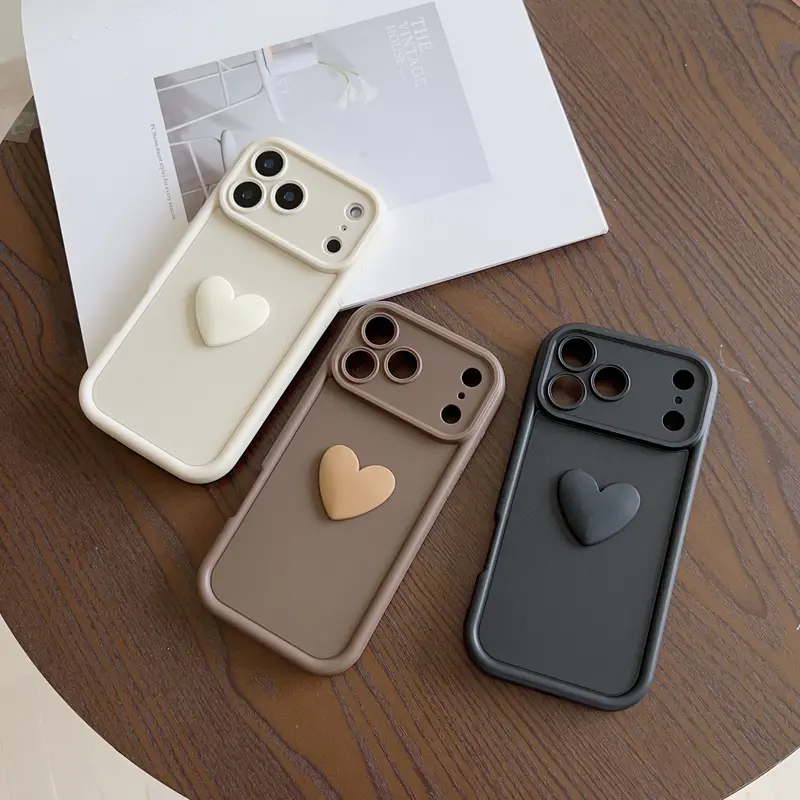 3D black heart silicone case iphone - TikTok Shop