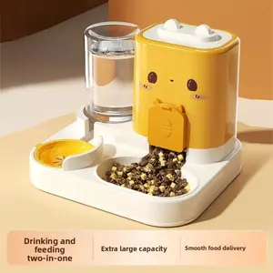 2 In 1 Automatic Pet Feeder And Water Dispenser, Large Capacity 2300ML Feeder & 1000ML Water Bowl, Gravity Refill Anti-Spill Stable Pet Food Water Bowl For Cats Dogs, Yellow Pink Green Available