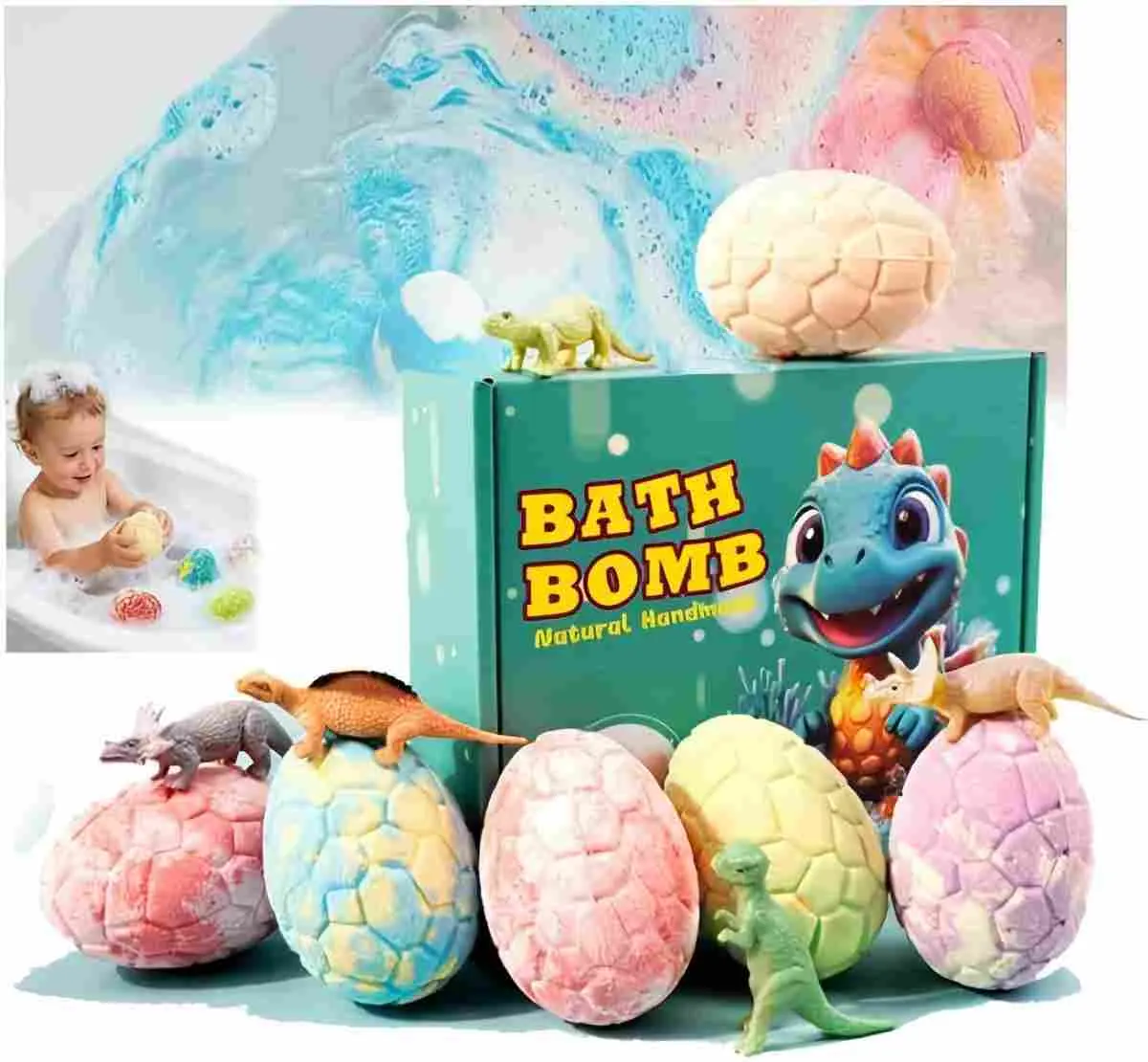Dinosaur Egg Bath Toys for Kids 6 Pack – Surprise Dino Hatch Eggs, Water Play Toy, STEM Educational Toy for Toddlers Boys Girls