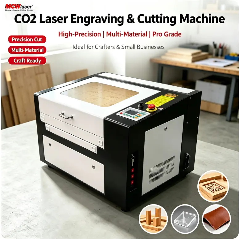 MCWlaser 60W-80W CO2 Laser Engraver & Cutter, 40x60cm Work Area with Rotary Chuck for Wood, Acrylic, Leather & Glass. If unsuitable, contact us for other solutions!