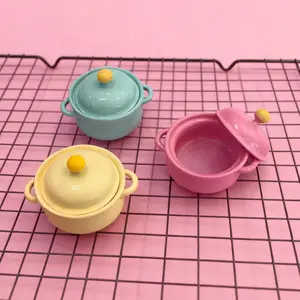 3pcs  Miniature Soup Pot Set Mixed Colors BJD Scale Cooking Model for Tiny Scene Decoration, Perfect Christmas Gift, Kitchen Play Set