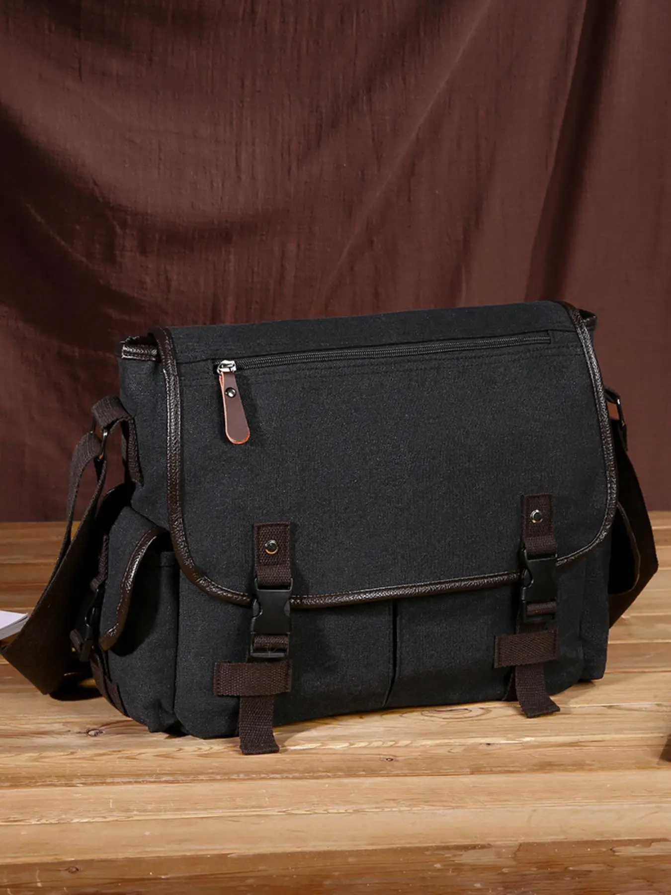 Men's Casual Solid Color Adjustable Crossbody Bag, Adjustable Sling Bag, Casual Chest Bag, Large Capacity Vintage Commuter Travel Messenger Bag, Simple Design Shoulder Bag for Daily Used, Crossbody Handbags, Adjustable Strap Bag