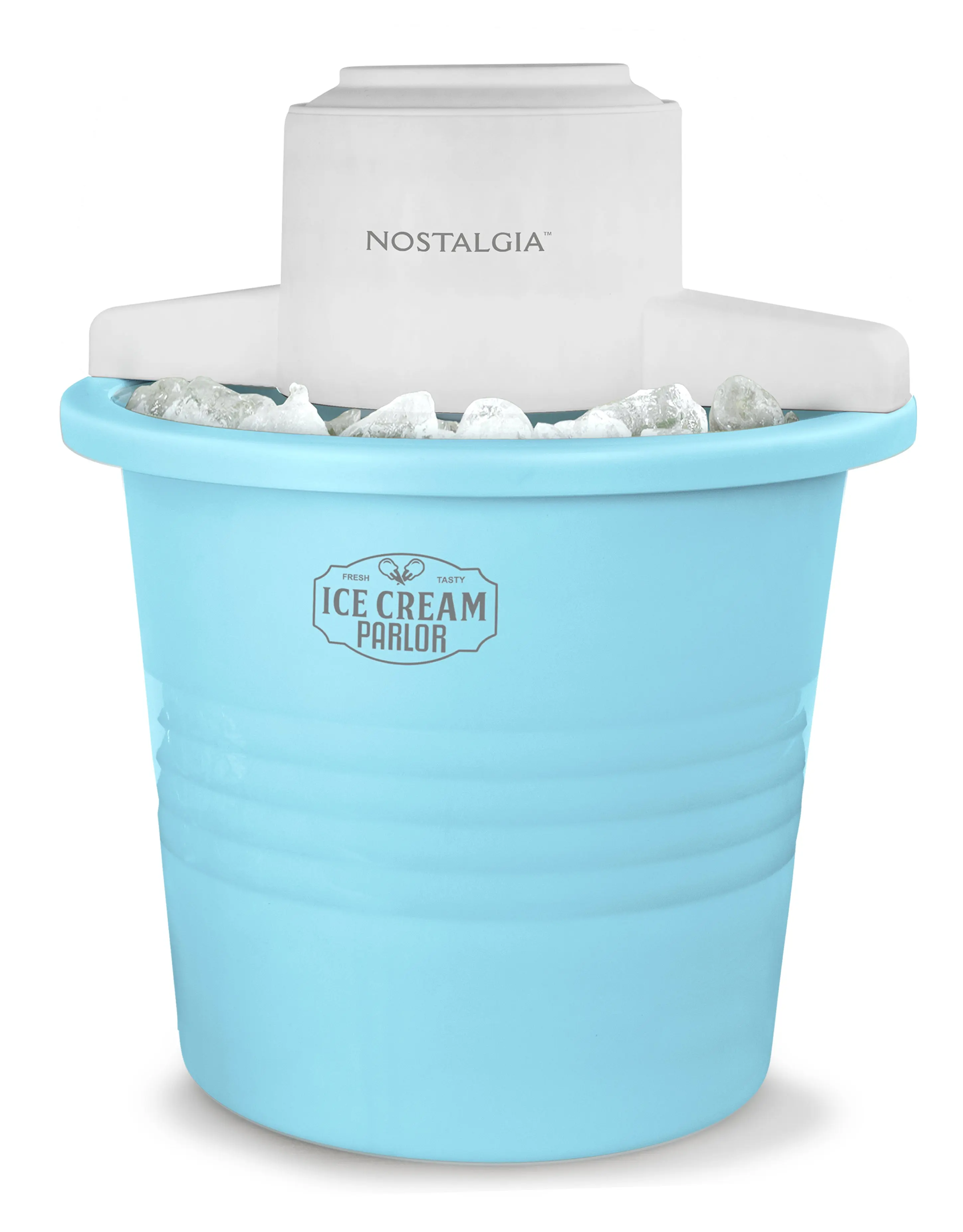 Nostalgia 4-Quart Electric Ice Cream Maker Machine, Plastic Bucket, Makes Homemade Ice Cream for Household Kitchen Use