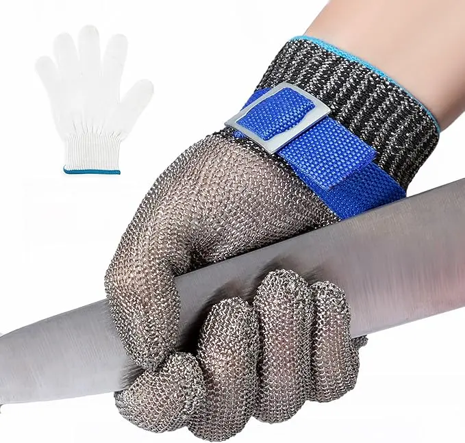 Level 9 Cut Resistant Butcher Glove - Stainless Steel Wire Metal Mesh, Food Grade, Durable and Flexible for Culinary Tasks (Pack of 1), Butchers