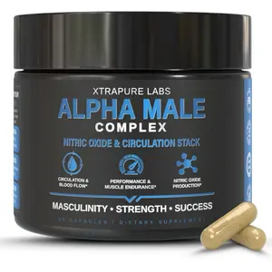 Alpha Male Complex – Nitric Oxide & Circulation High-Potency Performance & Blood Flow Support for Men | Clinically-Standardized Extracts | 60 Capsules
