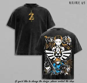 Zelda Tears of the Kingdom Washed T Shirt | Link Princess Zelda Midna Epona Triforce Graphic Tee | Hero of Hyrule Courage Wisdom Power Fantasy Game Streetwear Gift