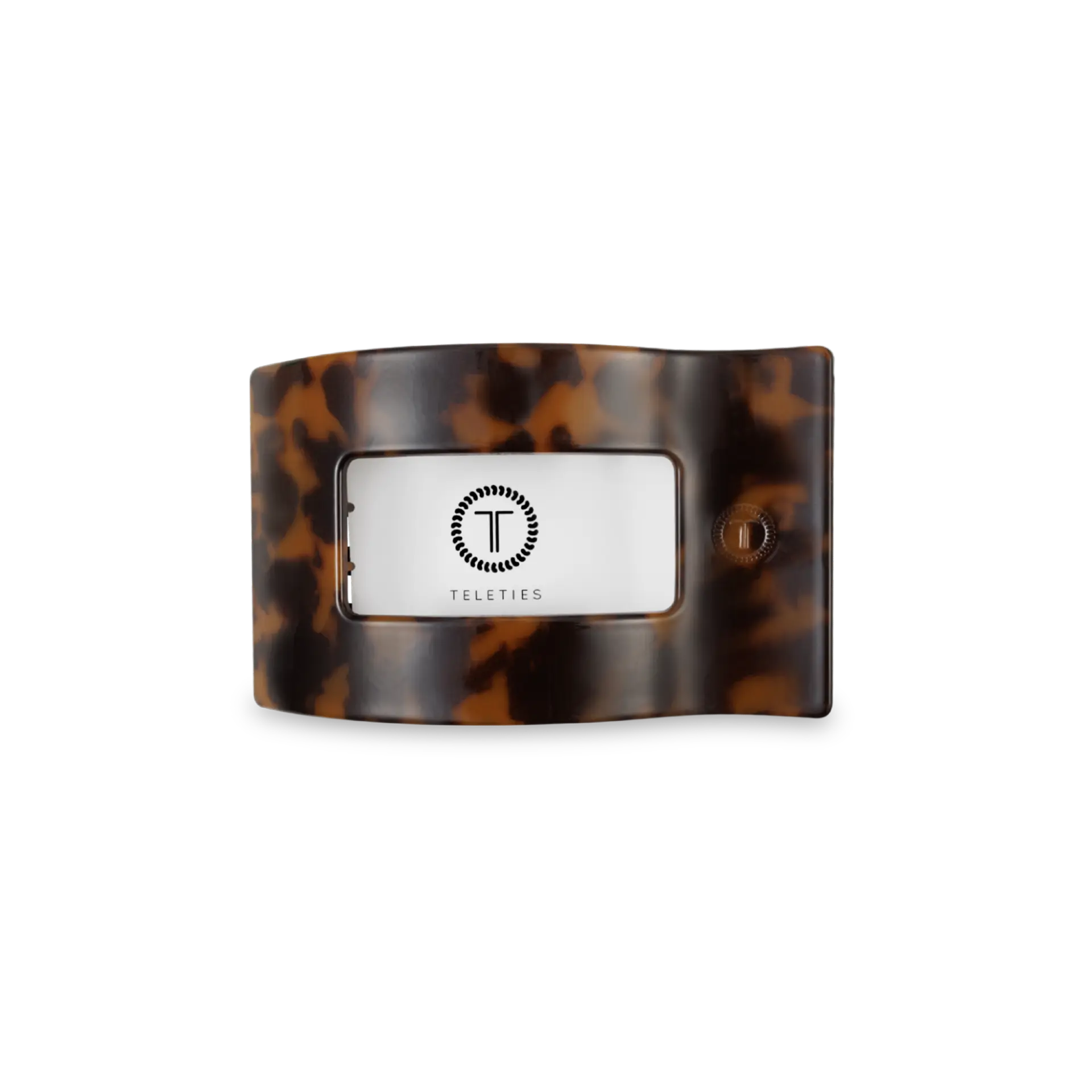 TELETIES Tortoise Small Flat Rectangle Hair Clip - Chic Modern Design with Comfortable Flat-Back & Strong Hold for All Hair Types