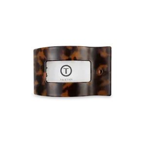 TELETIES Tortoise Small Flat Rectangle Hair Clip - Chic Modern Design with Comfortable Flat-Back & Strong Hold for All Hair Types