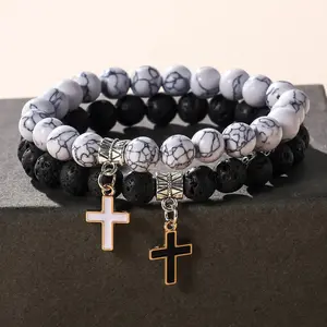 2pcs Matching Cross Couples Bracelets For Women Men Bf And Gf Boyfriend Girlfriend Jewellery