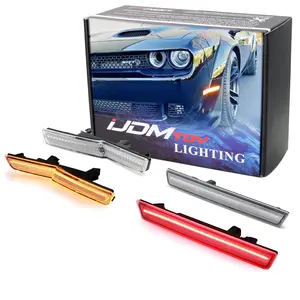 iJDMTOY Clear Lens Amber Front, Red Rear LED Side Marker Light Set For 2015-23 Dodge Challenger SRT Hellcat Widebody ONLY, Powered by Total 180-SMD LED