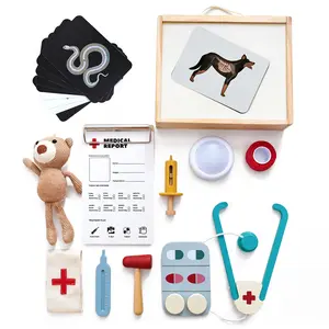 Doctor Kit for Toddlers 3-5, Pet Vet Pretend Play Toys for Kids, with X-Ray, Wooden Light Box, Medical Tools, STEM Educational Montessori Toys(not included Battery) New Year Gifts