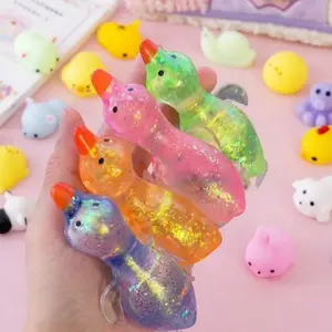 Shiny Crystal Goose Duck Penguin Animal Toy, Soft Cute Slow Rebound Adhesive Decompression Toy, Travel Portable Fingertip Toy, Ideal Gift, Stress Relief Gadgets