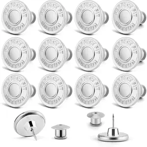12 Sets Jean Buttons for Loose Jeans, No Sew Instant Replacement Buttons,  and Adjustable Pant Button Pins  Tightener