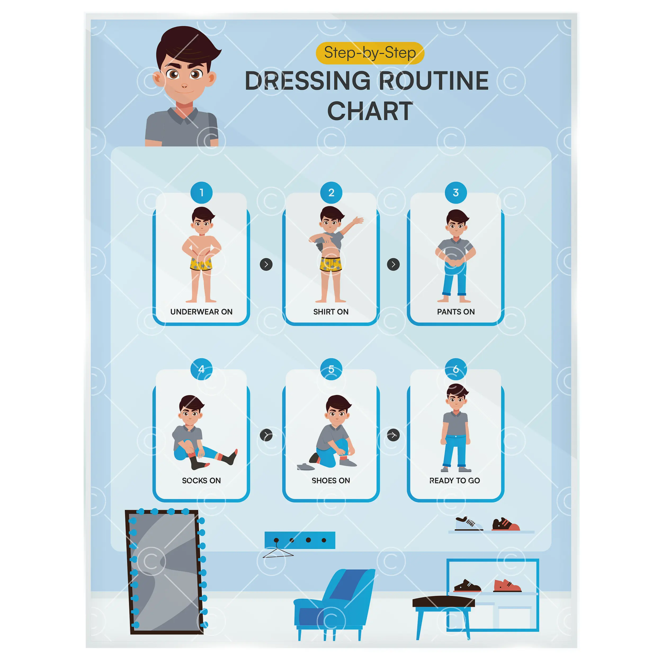 Dressing Routine Chart for Kids – Step-by-Step Visual Schedule (9x12 ...
