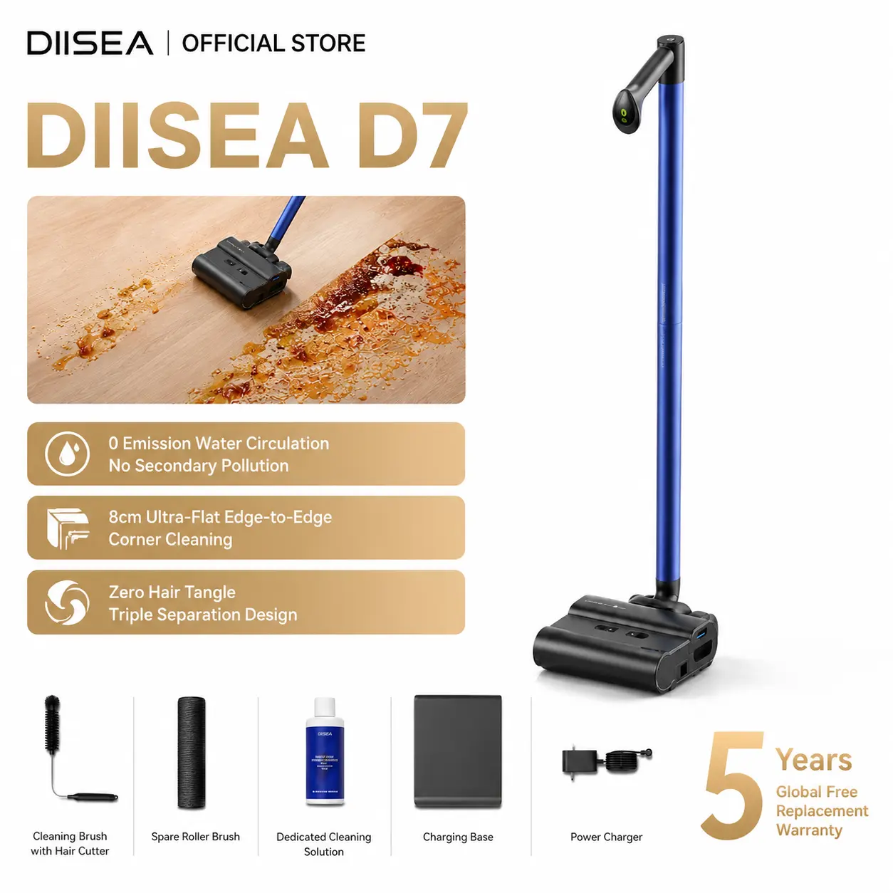 Diisea D7 Smart Wet-Dry Floor Washer & Mop, Deep-Cleaning Household Appliance for Toddler Homes