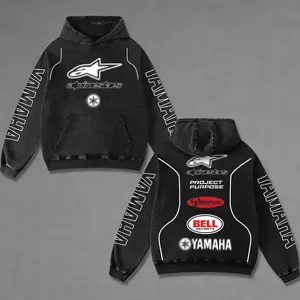 Astars x Ya Racing Washed Hoodie Vintage Motorcycle, Motor Speed Racing Sportbike Graphic Merch, Acid Washed Streetwear Clothing, Unisex Dirt Bike Racing Hoodie, Vintage Motorsport Hoodie, Speed Culture Men's Wear, Designed for Biker