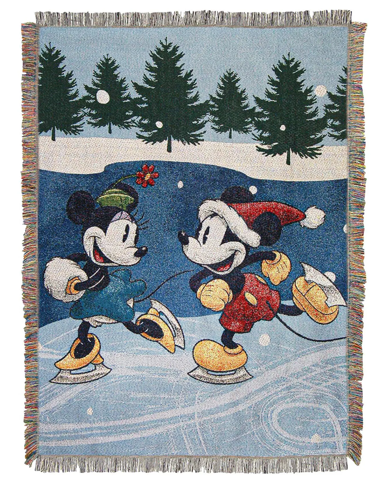 Northwest Mickey Mouse Woven Tapestry Throw Blanket - 48"x60" Winter Skate Design, Decorative Room Accent, Decor