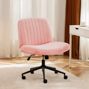 Criss Cross Teddy Fabric Chair |   Adjustable Swivel Vanity & Office Desk Chair