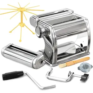 Manual Pasta Maker with Dryer - Multi-Pasta Stainless Steel Italian Flat Dough Machine with Adjustable Setting,  , and Hand Crank -  Homemade Noodles, Spaghetti, Lasagne | By ...