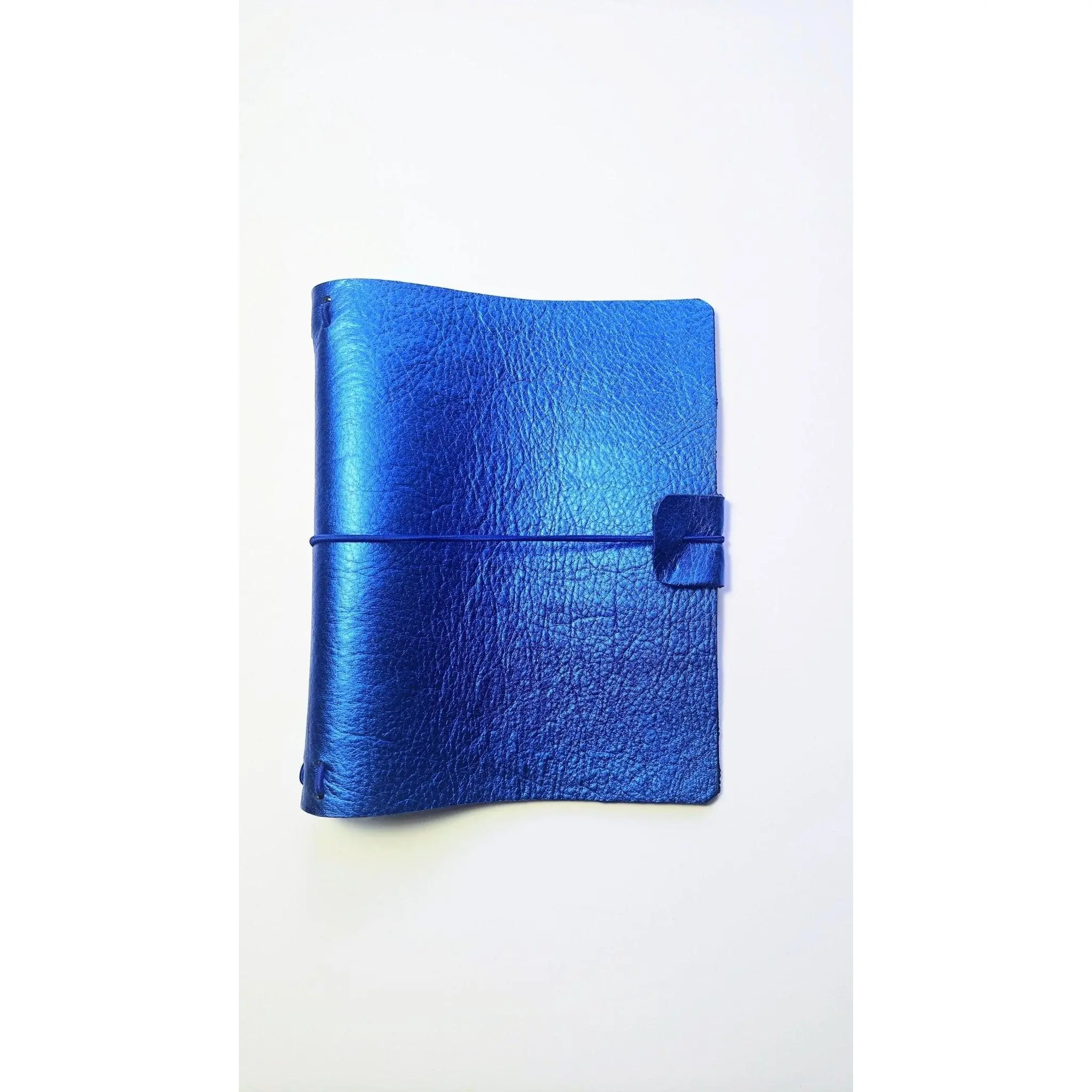 A6 Argentinian Leather Journal Cover– Metallic Cobalt Blue | Hand-Painted Interior | Refillable Traveler’s Notebook