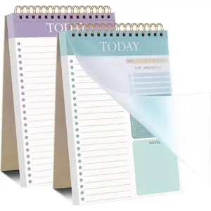 2 Packs To Do List Notepad, Totally 208 Pages To Do List Notebook A5 Undated Daily Planner Notepad with Task Checklist Home Office School Supplies, Green & Purple