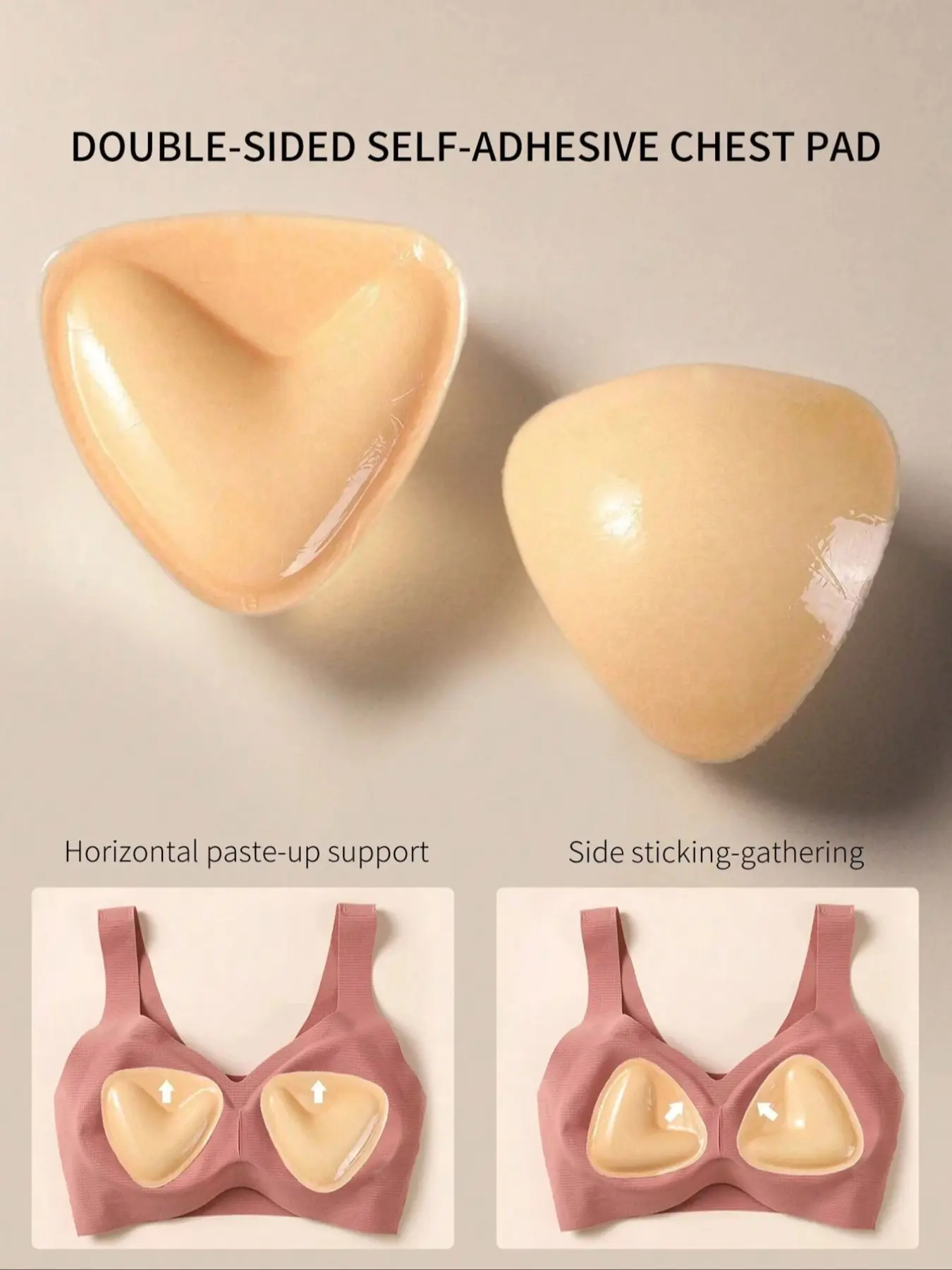 Double-Sided Self-Adhesive Push-Up Bra Pads, Sticky Bra Insert, Reusable Waterproof Bra Liners for Women, Thick Invisible Bikini Inserts Accessories for Swimsuits Underwear Swimwear, Invisible Bra Padding