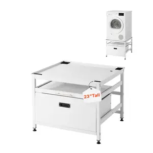 VEVOR Laundry Pedestal, 23 in Height, 29 x 29 in Washer and Dryer Pedestals with Pull-out Tray and Storage Space, 700 lbs Load Capacity, Non-Slip Feet Washing Machine Stand Universal Fit, White