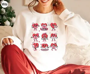 Teacher Valentine Sweatshirt – Heart & Reading Book Lover Crewneck, Valentine’s Day Teacher Gift