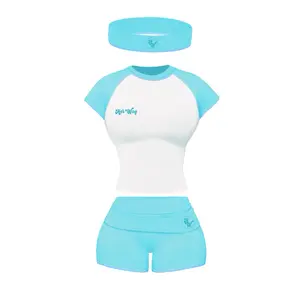 Women's Folded Waist Short & Top Set, Womenswear Clothes for Daily Wear