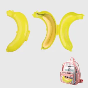 Banana Shaped Food Storage Box, 1 Count Plastic Banana Protector Container, Food Lunch Fruit Storage Box for Outdoor Travel, Cute Banana Case, Food Storage Containers