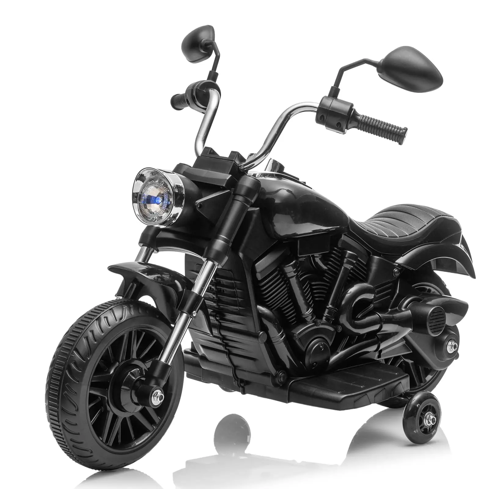 12V Kids Ride on Motorcycle, 3-Wheel Kids Toddler Electric Motorcycle w/Training Wheels, One-Button Start, Reverse, Headlight, Horn & Music, Battery Powered Ride On Toy for Boy Girl Ages 3-5,