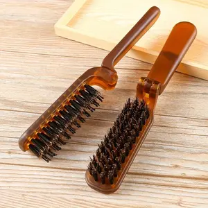 2pcs Portable Folding Comb, Ebony Color, Mane Bristle, Anti-Static, Folding Design, ABS Plastic Handle, Hair Styling Combs for Men, Women, Travel, Hair Styling Tool